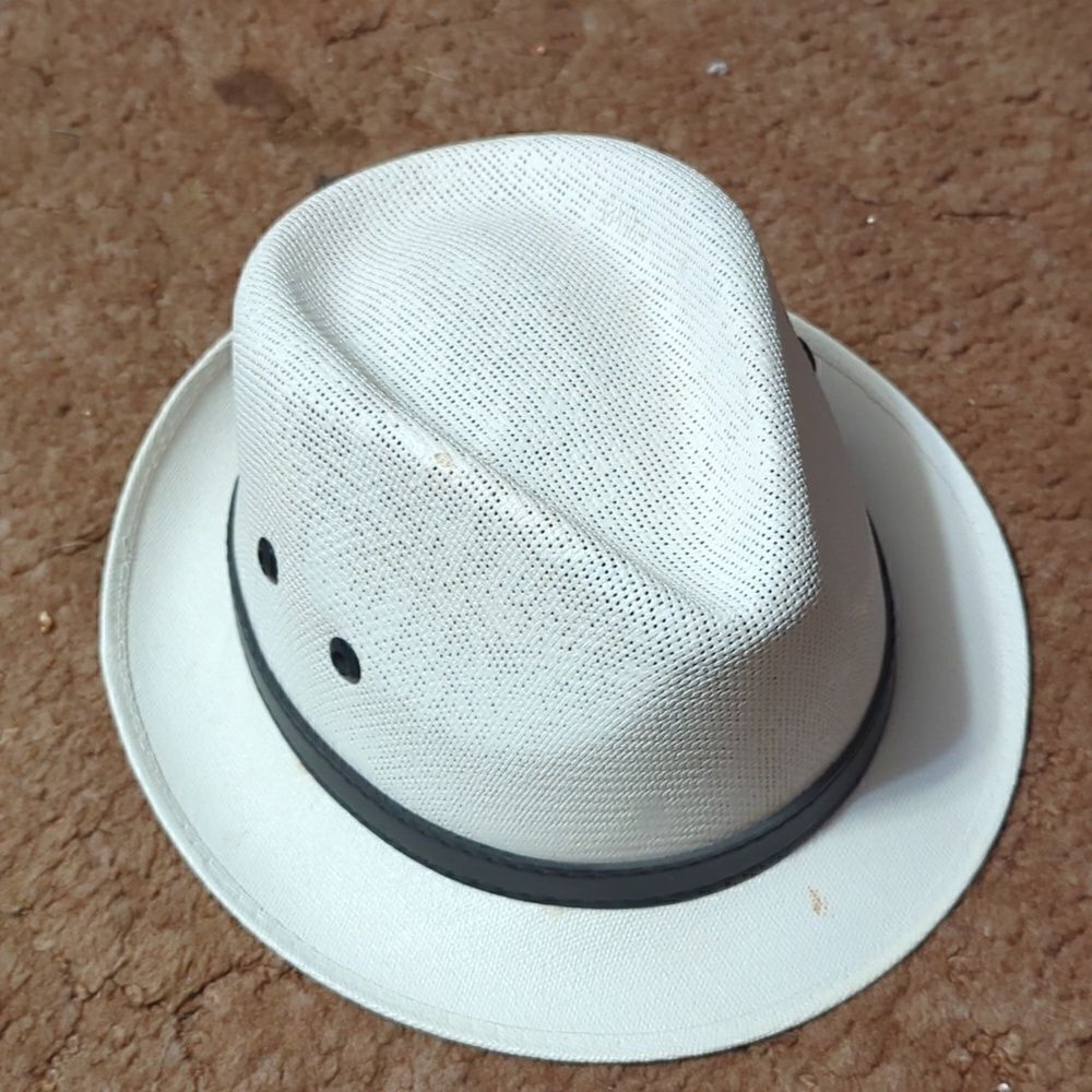 Jen West Hats Beige Fedora Size S Made‎ in Mexico Hard Finished Panama Para